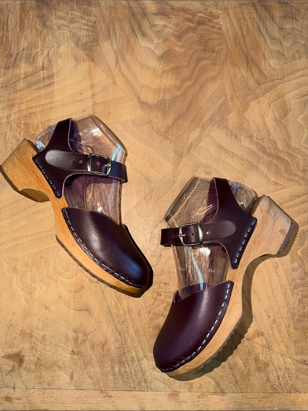 MIA Sofie Wooden Sandals Size 37 Wine - Picture 2 of 8